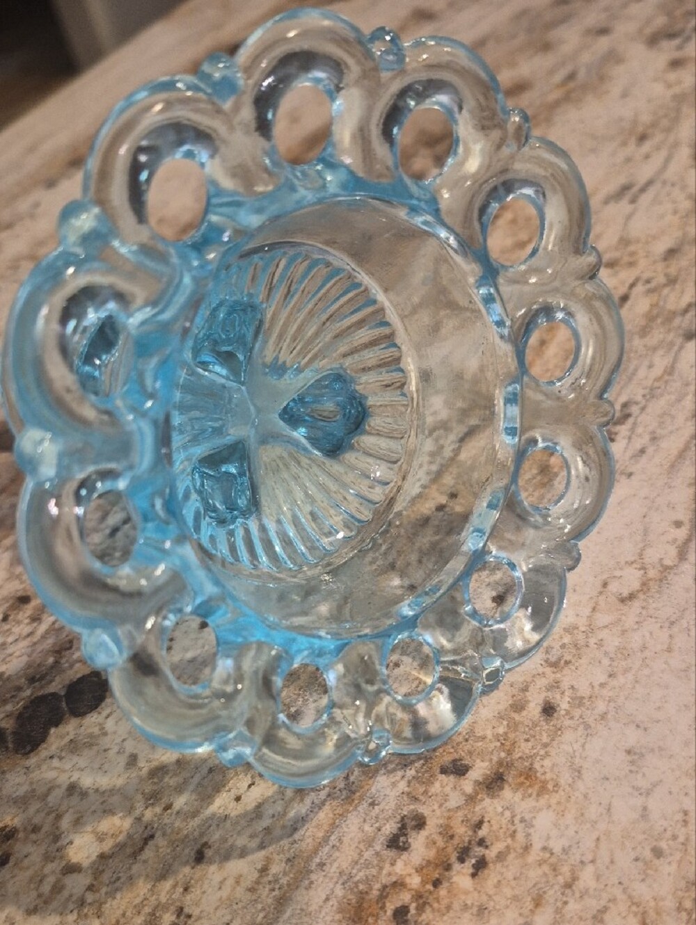 Light Blue Glass Candle Holder - Picture 3 of 5